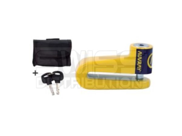 Antivol Bloque Disque Moto BD22 Ø 10mm (jaune) avec sacoche - Auvray