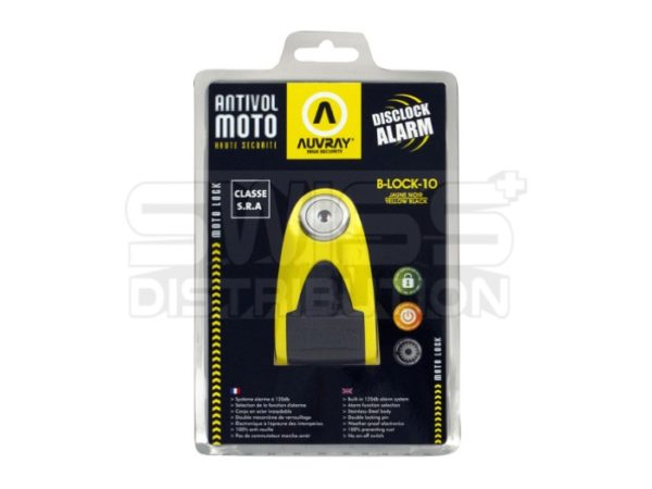 Antivol moto bloque disque alarme B-Block 10 SRA (jaune & noir) - Auvray